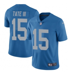 Nike Lions #15 Golden Tate III Blue Throwback Mens Stitched NFL Limited Jersey