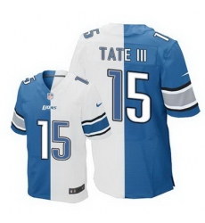 Nike Lions #15 Golden Tate III Blue White Mens Stitched NFL Elite Split Jersey