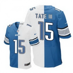 Nike Lions #15 Golden Tate III Blue White Mens Stitched NFL Elite Split Jersey