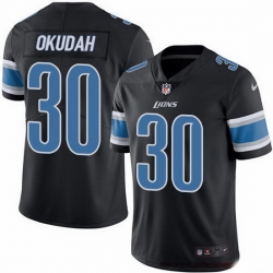 Nike Lions 30 Jeff Okudah Black Men Stitched NFL Limited Rush Jersey