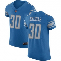 Nike Lions 30 Jeff Okudah Blue Team Color Men Stitched NFL Vapor Untouchable Elite Jersey