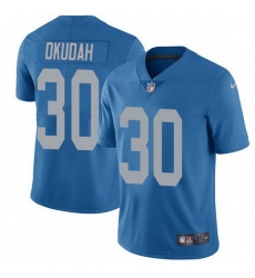 Nike Lions 30 Jeff Okudah Blue Throwback Men Stitched NFL Vapor Untouchable Limited Jersey