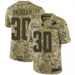 Nike Lions 30 Jeff Okudah Camo Men Stitched NFL Limited 2018 Salute To Service Jersey