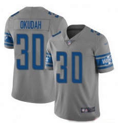 Nike Lions 30 Jeff Okudah Gray Men Stitched NFL Limited Inverted Legend Jersey