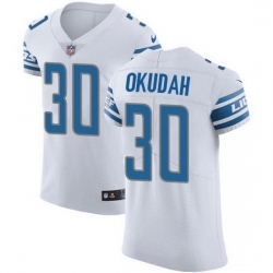 Nike Lions 30 Jeff Okudah White Men Stitched NFL New Elite Jersey