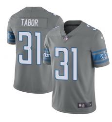 Nike Lions #31 Teez Tabor Gray Mens Stitched NFL Limited Rush Jersey