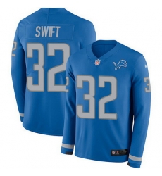 Nike Lions 32 D 27Andre Swift Blue Team Color Men Stitched NFL Limited Therma Long Sleeve Jersey