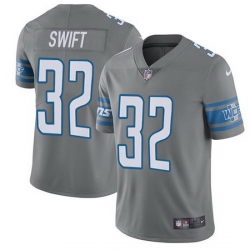 Nike Lions 32 D 27Andre Swift Gray Men Stitched NFL Limited Rush Jersey
