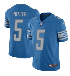 Nike Lions #5 Matt Prater Blue Team Color Mens Stitched NFL Limited Jersey