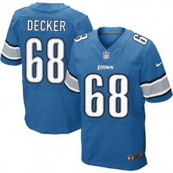 Nike Lions #68 Taylor Decker Blue Team Color Mens Stitched NFL Elite Jersey