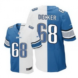 Nike Lions #68 Taylor Decker Blue White Mens Stitched NFL Elite Split Jersey