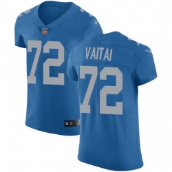 Nike Lions 72 Halapoulivaati Vaitai Blue Throwback Men Stitched NFL Vapor Untouchable Elite Jersey