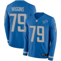 Nike Lions 79 Kenny Wiggins Blue Team Color Men Stitched NFL Limited Therma Long Sleeve Jersey