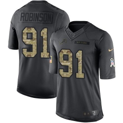 Nike Lions #91 Ashawn Robinson Black Mens Stitched NFL Limited 2016 Salute To Service Jersey