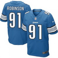 Nike Lions #91 Ashawn Robinson Blue Team Color Mens Stitched NFL Elite Jersey
