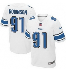 Nike Lions #91 Ashawn Robinson White Mens Stitched NFL Elite Jersey