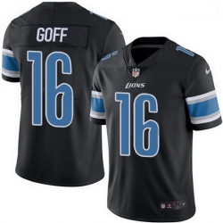 Youth Detroit Lions 16 Jared Goff Black Men Stitched NFL Limited Rush Jersey