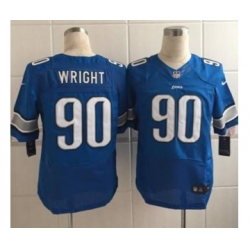 nike nfl jerseys detroit lions 90 wright blue[Elite][wright]