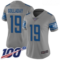Lions #19 Kenny Golladay Gray Women Stitched Football Limited Inverted Legend 100th Season Jersey