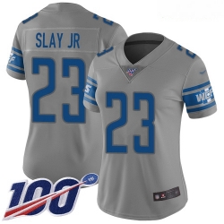 Lions #23 Darius Slay Jr Gray Women Stitched Football Limited Inverted Legend 100th Season Jersey