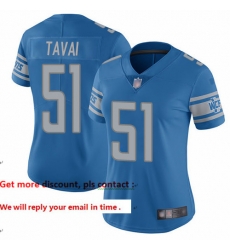 Lions 51 Jahlani Tavai Light Blue Team Color Women Stitched Football Vapor Untouchable Limited Jersey