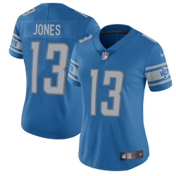 Nike Lions #13 T J Jones Light Blue Team Color Womens Stitched NFL Vapor Untouchable Limited Jersey