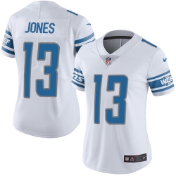 Nike Lions #13 T J Jones White Womens Stitched NFL Vapor Untouchable Limited Jersey
