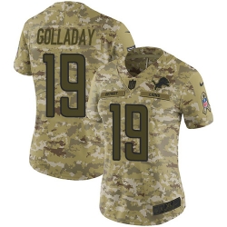 Nike Lions #19 Kenny Golladay Camo Women Stitched NFL Limited 2018 Salute to Service Jersey