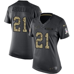 Nike Lions #21 Ameer Abdullah Black Womens Stitched NFL Limited 2016 Salute to Service Jersey