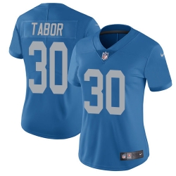 Nike Lions #30 Teez Tabor Blue Throwback Womens Stitched NFL Vapor Untouchable Limited Jersey