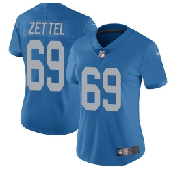 Nike Lions #69 Anthony Zettel Blue Throwback Womens Stitched NFL Vapor Untouchable Limited Jersey