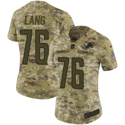 Nike Lions #76 T J  Lang Camo Women Stitched NFL Limited 2018 Salute to Service Jersey