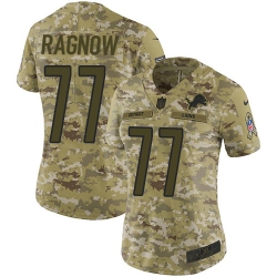 Nike Lions #77 Frank Ragnow Camo Women Stitched NFL Limited 2018 Salute to Service Jersey
