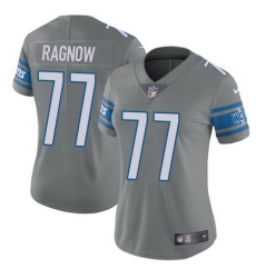 Nike Lions #77 Frank Ragnow Gray Womens Stitched NFL Limited Rush Jersey