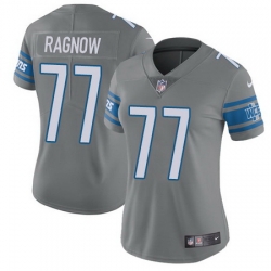 Nike Lions #77 Frank Ragnow Gray Womens Stitched NFL Limited Rush Jersey