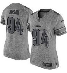 Nike Lions #94 Ziggy Ansah Gray Womens Stitched NFL Limited Gridiron Gray Jersey
