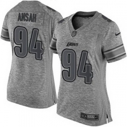 Nike Lions #94 Ziggy Ansah Gray Womens Stitched NFL Limited Gridiron Gray Jersey