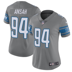 Nike Lions #94 Ziggy Ansah Gray Womens Stitched NFL Limited Rush Jersey