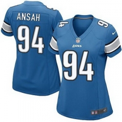 Nike Lions #94 Ziggy Ansah Light Blue Team Color Womens Stitched NFL Elite Jersey