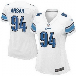 Nike Lions #94 Ziggy Ansah White Womens Stitched NFL Elite Jersey
