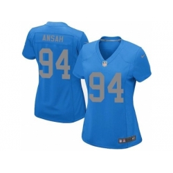 Nike NFL Detroit Lions #94 Ziggy Ansah Elite Women's Blue Alternate Jersey