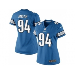 Nike NFL Detroit Lions #94 Ziggy Ansah Elite Women's Light Blue Team Color Jersey