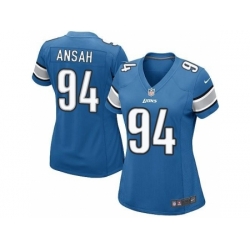 Nike NFL Detroit Lions #94 Ziggy Ansah Game Women's Light Blue Team Color Jersey