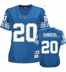 Reebok Detroit Lions 20 Barry Sanders Blue Womens Throwback Team Color Replica Throwback NFL Jersey