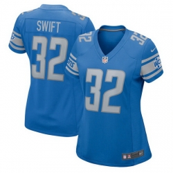 Women Detroit Lions D'Andre Swift #32 Blue Vapor Limited Stitched NFL Jersey