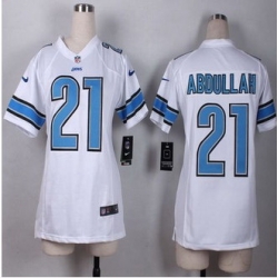 Women New Lions #21 Ameer Abdullah White Stitched NFL Elite Jersey