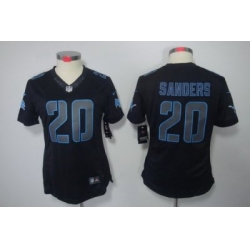Women Nike Detroit Lions #20 B.Sanders Black Jerseys[Impact Limited]