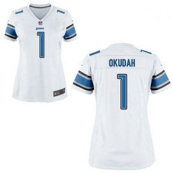 Women Nike Lions 1 Jeff Okudah White Vapor Limited Jersey 2020 NFL Draft