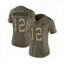 Womens Detroit Lions 12 Danny Amendola Limited Olive Camo Salute to Service Football Jersey
