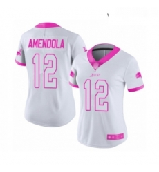 Womens Detroit Lions 12 Danny Amendola Limited White Pink Rush Fashion Football Jersey